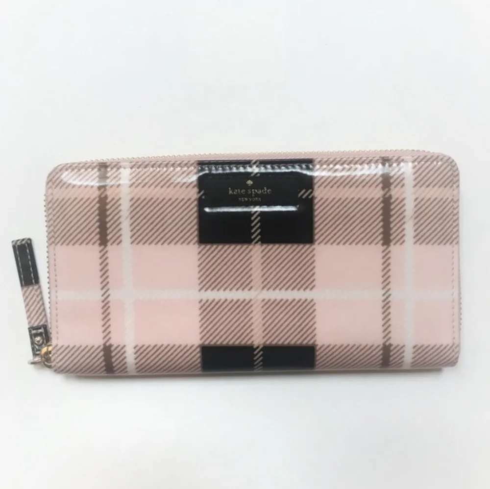 Like New kate spade New York Ellison Avenue Stacy Vinyl Pink Plaid Wallet